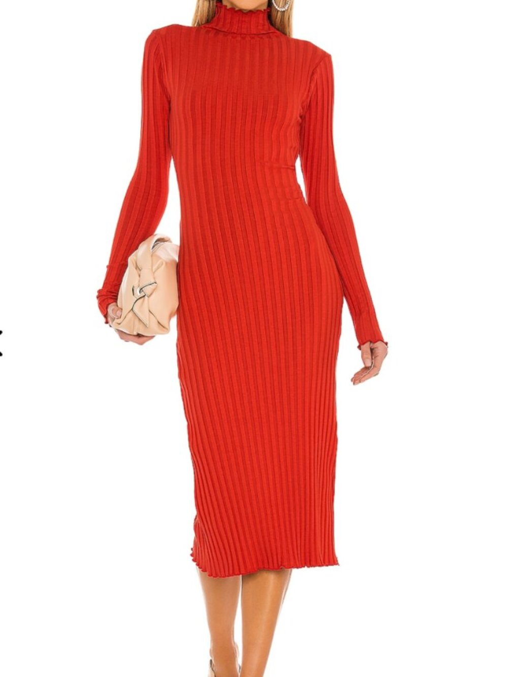 Lovers + Friends Mock Neck Midi Dress Spice Red